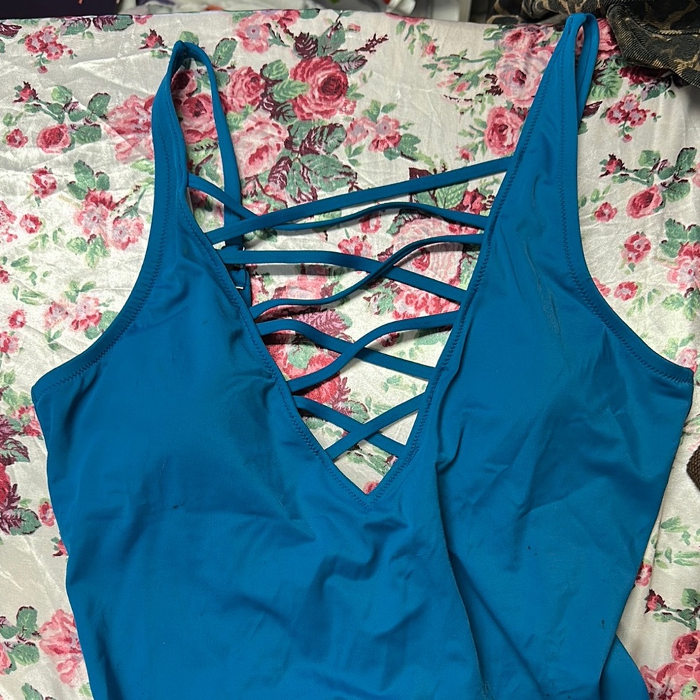 PINK Victoria's Secret Blue One Piece Swimsuit